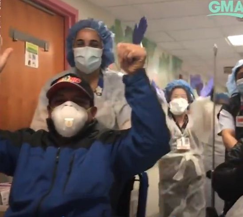 احتفالات للمرضى المعافين من الفيروس التاجي بمستشفى بامريكا