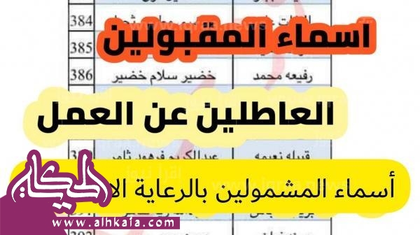 اسماء المقبولين في الرعاية الاجتماعية الوجبة التاسعة 2023